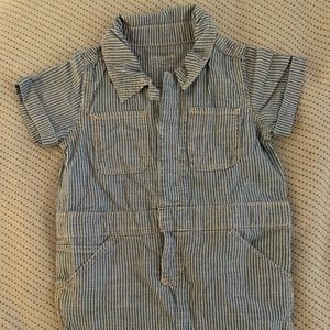 Railroad Stripe Short Coveralls